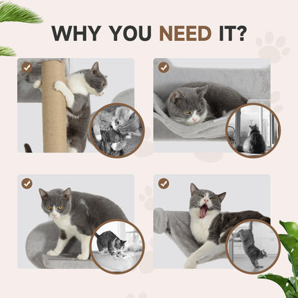 4-Piece Cat Shelves w/ Scratching Post, Steps, Jumping Platform, Ladder, Toy Bal