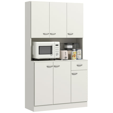 Freestanding Kitchen Pantry Storage Cabinet with Adjustable Shelves - Cream White