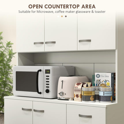 Freestanding Kitchen Pantry Storage Cabinet with Adjustable Shelves - Cream White