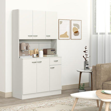 Freestanding Kitchen Pantry Storage Cabinet with Adjustable Shelves - Cream White