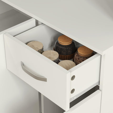 Freestanding Kitchen Pantry Storage Cabinet with Adjustable Shelves - Cream White
