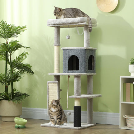 132cm Cat Tree w/ Scratching Posts, Pad, Cat Bed, Cat House, Jumping Platform, G
