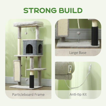 132cm Cat Tree w/ Scratching Posts, Pad, Cat Bed, Cat House, Jumping Platform, G
