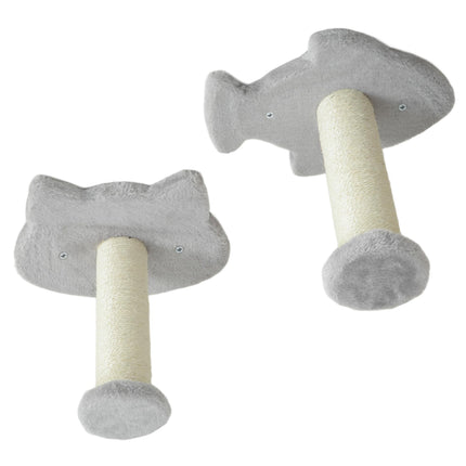 4PC Cat Wall Shelves with Steps, Ladder & Jumping Platforms - Light Grey