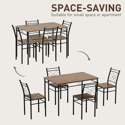 Modern 5-Piece Dining Table Set for 4 with Rectangle Oak Table and Steel Frame - Oak