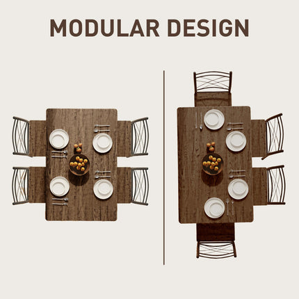 Modern 5-Piece Dining Table Set for 4 with Rectangle Oak Table and Steel Frame - Oak