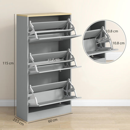 Modern Compact Three-Drawer Shoe Storage Cabinet - Grey