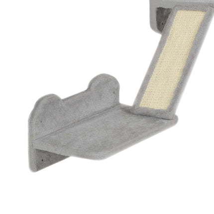 3-Piece Cat Wall Furniture Set with Scratching Posts, Pads, Perches & Toys - Light Grey