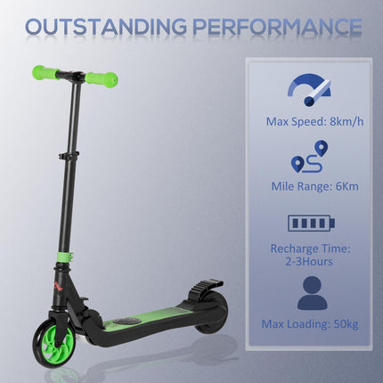 Folding Electric Scooter with Brake, 8km/h, Ages 6+ - Green