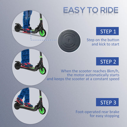 Folding Electric Scooter with Brake, 8km/h, Ages 6+ - Green