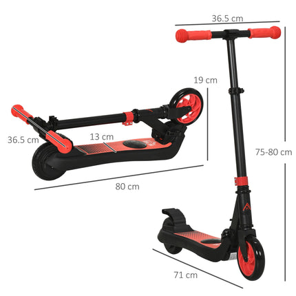 Folding Electric Scooter with Brake for Ages 6+ 8km/h Maximum Speed - Red