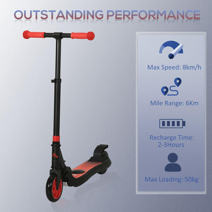 Folding Electric Scooter with Brake for Ages 6+ 8km/h Maximum Speed - Red