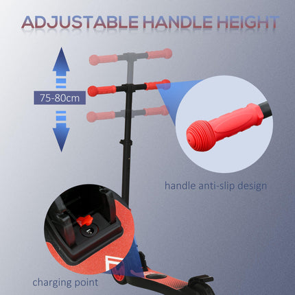 Folding Electric Scooter with Brake for Ages 6+ 8km/h Maximum Speed - Red