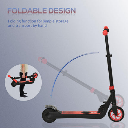 Folding Electric Scooter with Brake for Ages 6+ 8km/h Maximum Speed - Red