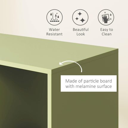 Mobile Open Wardrobe with Hanging Rail and Storage Shelves on Wheels - Green