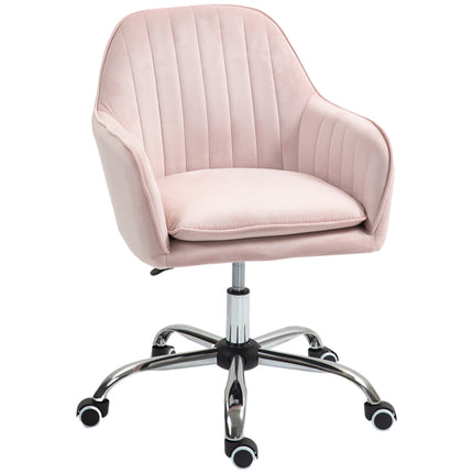 Velvet-Feel Tub Office Chair with Cushion - Pink