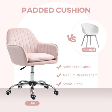 Velvet-Feel Tub Office Chair with Cushion - Pink