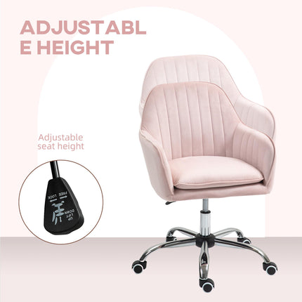 Velvet-Feel Tub Office Chair with Cushion - Pink