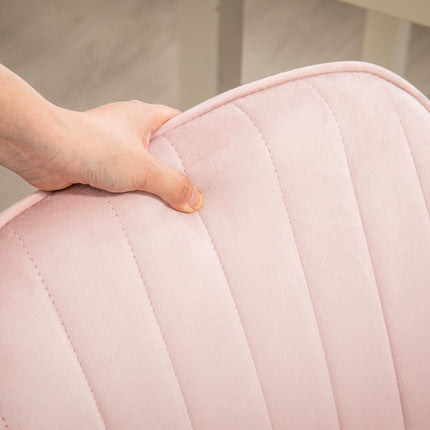 Velvet-Feel Tub Office Chair with Cushion - Pink