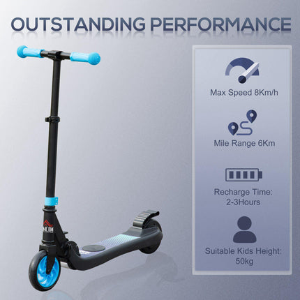 Folding Electric Scooter with Brake for Kids 6+ Years, 8km/h Speed - Blue