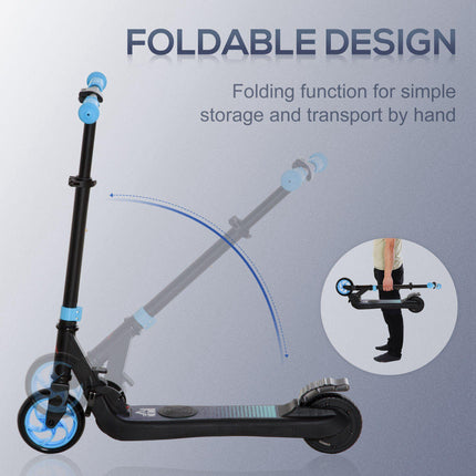 Folding Electric Scooter with Brake for Kids 6+ Years, 8km/h Speed - Blue