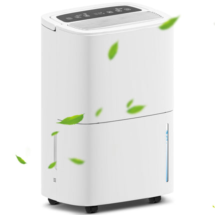 20L/Day Home Dehumidifier with 5L Tank, Continuous Drainage, 24H Timer & Digital Humidity Display - White