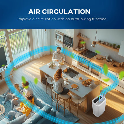 20L/Day Home Dehumidifier with 5L Tank, Continuous Drainage, 24H Timer & Digital Humidity Display - White