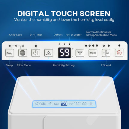 30L Dehumidifier for Clothes Drying with Timer and Filter - White