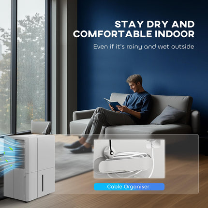 30L Dehumidifier for Clothes Drying with Timer and Filter - White