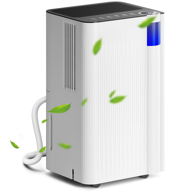 12L/Day Dehumidifier with 2L Tank, Continuous Drainage, Digital Display, Timer & Child Lock for Bedroom - White