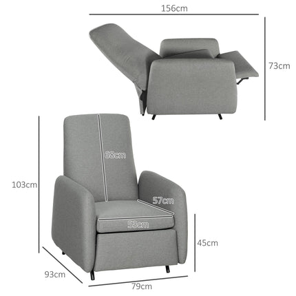 150¬∞ Manually Reclining Chair, with Footrest - Grey