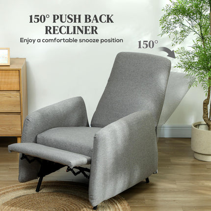 150¬∞ Manually Reclining Chair, with Footrest - Grey