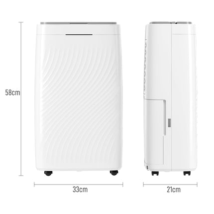 16L/Day Dehumidifier with Activated Carbon Filter, 5.5L Tank, Continuous Drainage, 24H Timer, Humidity Light - White