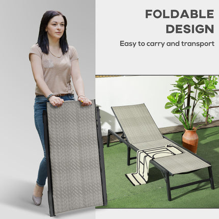 Foldable Outdoor PE Rattan Sun Lounger Set of 2, Patio Wicker Recliners Lounge C
