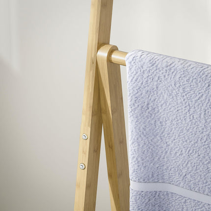 Three-Shelf Bamboo Bathroom Storage Unit with Towel Racks - Natural Finish