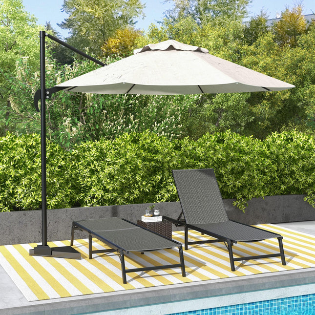 Foldable Outdoor PE Rattan Sun Lounger Set of 2, Patio Wicker Recliners Lounge C 1