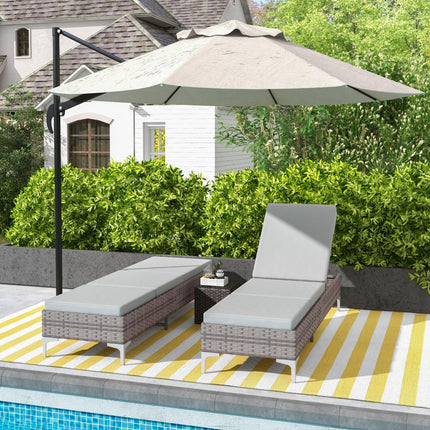 Outdoor PE Rattan Sun Lounger Set of 2, Multi-position Backrest Adjustable Singl