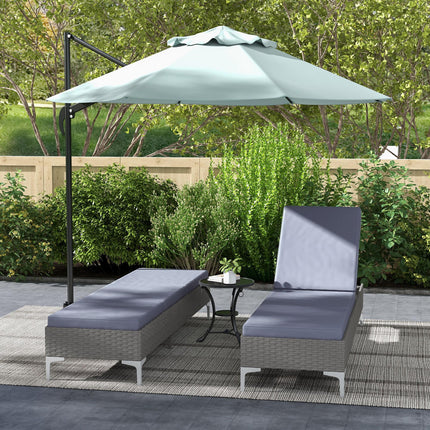 Outdoor PE Rattan Sun Lounger Set of 2, Multi-position Backrest Adjustable Singl