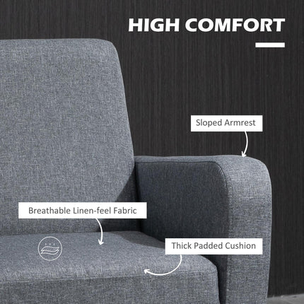 2 Pieces Modern Armchairs with Rubber Wood Legs, Upholstered Accent Chairs, Sing
