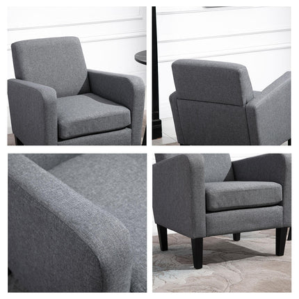 2 Pieces Modern Armchairs with Rubber Wood Legs, Upholstered Accent Chairs, Sing
