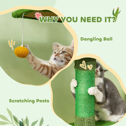 Adjustable 230-275cm Floor-to-Ceiling Cat Tree with Scratching Posts and Hammock - Green
