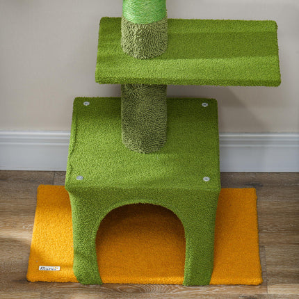 Adjustable 230-275cm Floor-to-Ceiling Cat Tree with Scratching Posts and Hammock - Green