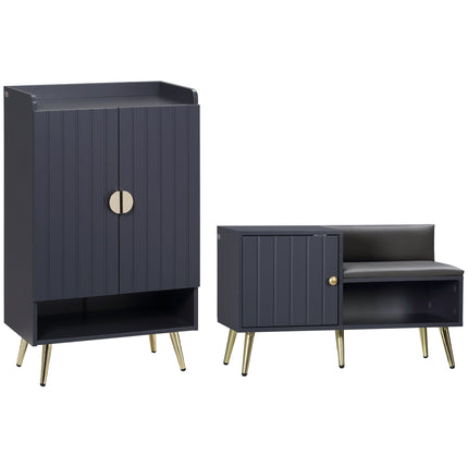 Entryway Furniture Set for 19 Pairs of Shoes, Hallway Shoe Cabinet with Adjustab