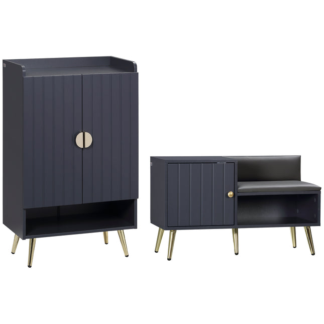 Entryway Furniture Set for 19 Pairs of Shoes, Hallway Shoe Cabinet with Adjustab