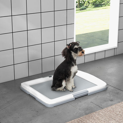 Dog Toilet Training Tray 63x49x6cm for Indoor & Outdoor Use - Grey & White