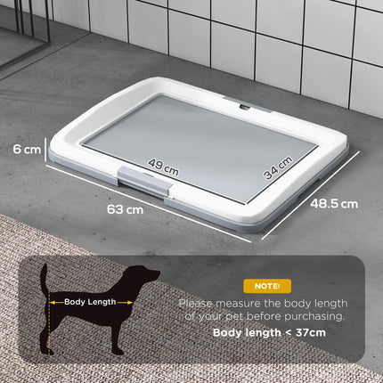 Dog Toilet Training Tray 63x49x6cm for Indoor & Outdoor Use - Grey & White