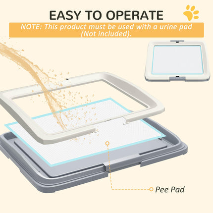 Dog Toilet Training Tray 63x49x6cm for Indoor & Outdoor Use - Grey & White