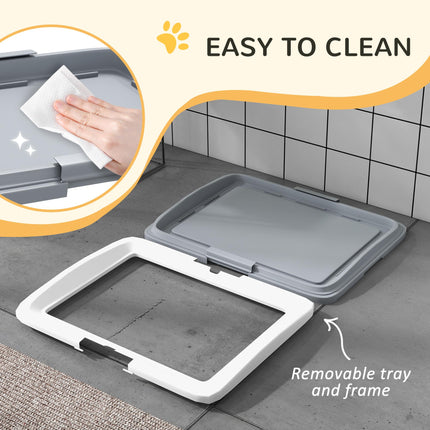 Dog Toilet Training Tray 63x49x6cm for Indoor & Outdoor Use - Grey & White