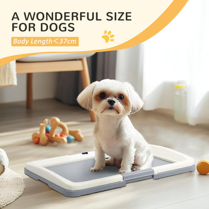 Dog Toilet Training Tray 63x49x6cm for Indoor & Outdoor Use - Grey & White
