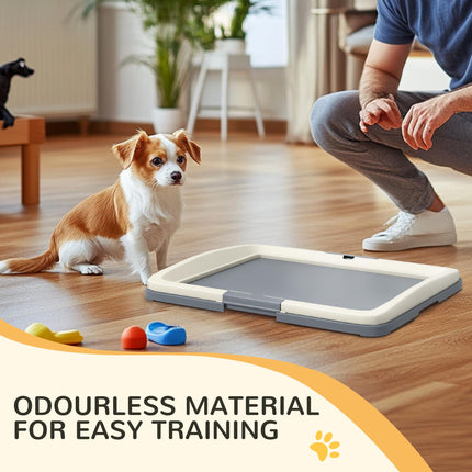 Dog Toilet Training Tray 63x49x6cm for Indoor & Outdoor Use - Grey & White